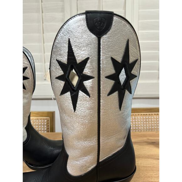 Ariat Women's Starlight X Toe Western Boot Silver Black Leather Sz 9 NWOB Cowboy - Picture 10 of 16
